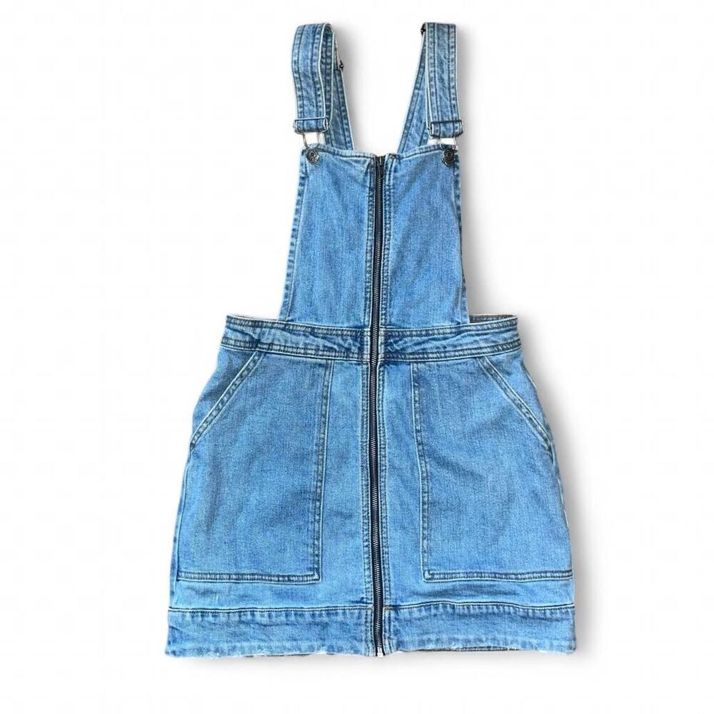 Woman's Light Blue Zip Up Overalls Mini Skirt SZ S